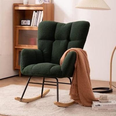 Schommelstoel Teddy - Comfortabele stoel - Ontspannen thuis - Ergonomische armleuningen - Geschikt voor kleinere mensen - Donkergroen