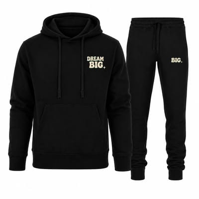Trainingspak Heren – Hoodie Heren – Sportbroek Heren – Dream Big – Zwart - S