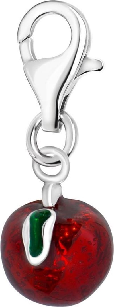 Quiges – 925 - Zilver – Charm - Bedel - Hanger - 3D Rode Appel - met – sterling - zilver - karabijnslot - geschikt - voor -Bedelarmband HC161