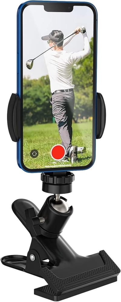 Golfkar Telefoonhouder voor Golfswing Opname en Live Streaming - Universele Clip Houder voor Smartphones 4.7" - 6.8" met Accessoires - Zwart