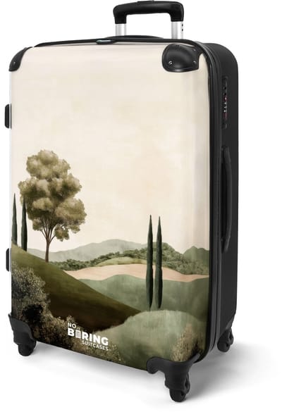 NoBoringSuitcases.com® - Koffer groot - Rolkoffer lichtgewicht - Groen landschap - Reiskoffer met 4 wielen - Grote reis trolley XL - Luggage suitcase - Hardcase reistrolley medium - 20 kg bagage