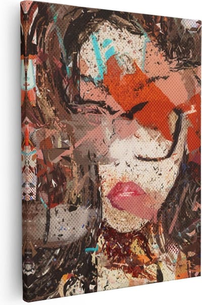 Artaza Canvas Schilderij Vrouw Abstract - 40x50 cm - Muurdecoratie Popart - Wanddecoratie Woonkamer - Kamer Accessoires