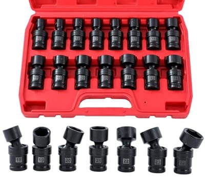 Dopsleutelset 1/2 inch - 15-delig, metrisch, 10-24 mm, 360° draaibaar, CR-MO staal