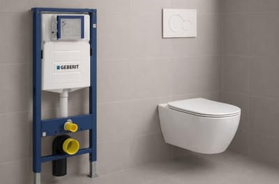 Exelvia Hangtoilet Set Wit Rimless – Geberit UP320 Inbouwreservoir + Sigma 01 Drukplaat – Inclusief Soft Close WC Zitting – Wandcloset Compleet