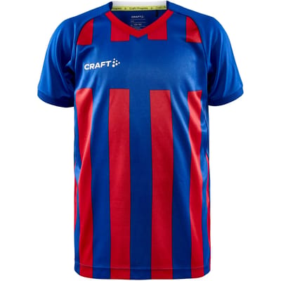 Craft Progress 2.0 Stripe Shirt Korte Mouw Kinderen - Royal / Rood | Maat: 122/128