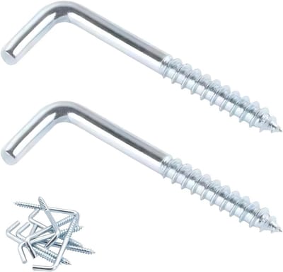 Set van 20 Haakschroeven, L-vormige Schroeven voor Wandbevestiging, M3.7x70mm, Ideaal voor Ophangen en Organiseren