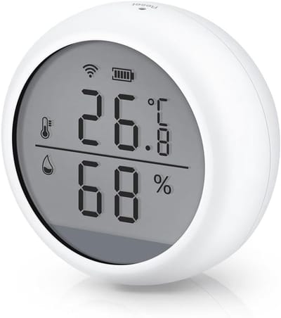 Wifi Temperatuur Vochtigheidssensor - Slimme Meter - Binnenklimaat Bewaken - App & Spraakbesturing - 0-60°C - Wit