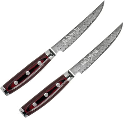 Yaxell Super Gou Steakmessenset 12 cm – 2-delig – 161 Lagen Damaststaal – SG2 Staal – 63 HRC – Canvas-Micarta Heft