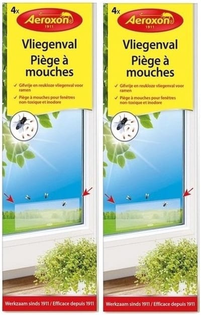 Aeroxon raam plakstrips - 8x - 21 cm - vliegenvanger - vliegenstrips - milieuvriendelijk - Anti-insect - Insectenbestrijding
