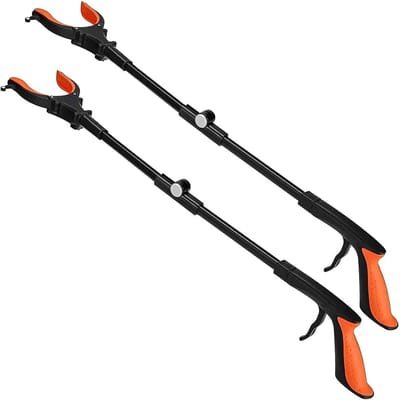 2-Pack Grijper met Licht en Draaibare Kop - Opvouwbare Armverlenging voor Afval en Bereik