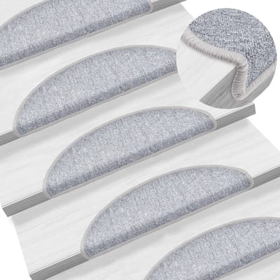 vidaXL - Trapmatten - 15 - st - 56x17x3 - cm - lichtgrijs - halfrond