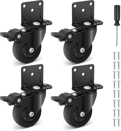 Zwenkwielen 50 mm - Zwenkwielen met rem - Meubelwielen - Wielen voor zware meubels - Zwenkwielen set van 4 - Belastbaar tot 270 kg
