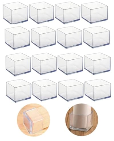 Siliconen stoelpootbeschermers 20 x 20 mm - 16 stuks voor vloerbescherming en geluidsreductie