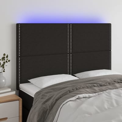 vidaXL - Hoofdbord - LED - 144x5x118/128 - cm - stof - zwart