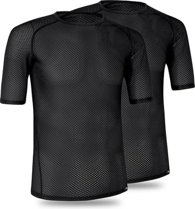 GripGrab - Ultralight Mesh 2PACK Korte Mouw Base Layer Zomer Fiets Ondershirt Polygiene Zweethemd - Zwart - Heren - Maat M