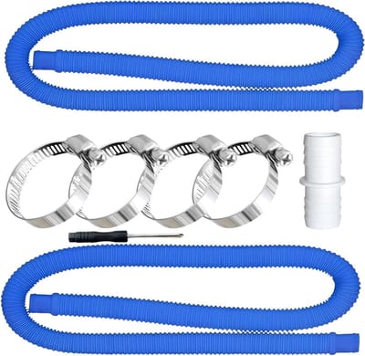 Flexibele 150 cm Lange Slang voor Zwembadpompen, 32 mm, UV- en Chloorbestendig, Inclusief 4 Veiligheidsclips