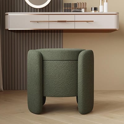 Gestoffeerde Poef - Zitkruk Opbergkruk - Extra Zitten - Met Deksel - 48 x 42 cm - Groen
