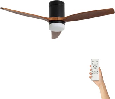 Fantiluxe - Filip - Plafondventilator met verlichting - Zwart Donker Hout - Ø132cm - Afstandsbediening - Met lamp - Plafond ventilator - Slaapkamer