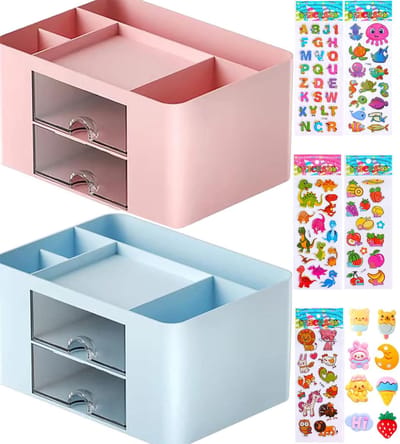 Cosensi - Dailygoods - Cosensi - Dailygoody - Desk Organiser - Multifunctioneel - Ruimtebesparend - Pink/Blauw - Pennenhouder - Ideaal voor kantoor en school - 5 Compartimenten