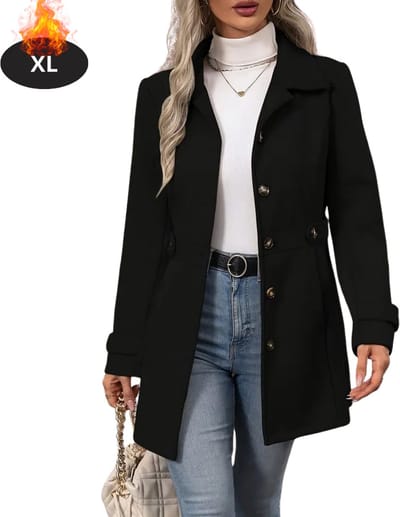Livano Mantel Dames - Tussenmantel - Jas - Mantelpakje - Trenchcoat - Overjas - Overcoat - Winter - Zwart - XL