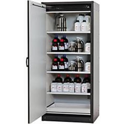 Veiligheidskast type 30 asecos Q-CLASSIC-30, scharnierende deur, links scharnier, voorste veiligheid geel, B 864 x D 620 x H 1947 mm