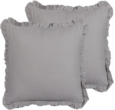 GLABRA - Sierkussen set van 2 - Grijs - 45 x 45 cm - Linnen