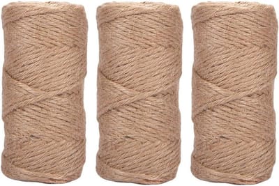 Natuurlijk 3-laags Jute Touw 0,4 cm - 150 Meter Rollen voor Inpakken, Ophangen en Tuinieren