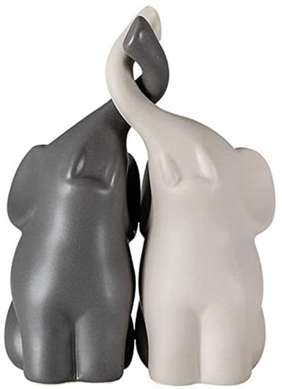 Olifanten Beeldjes - Liefdevol Paar - Interieur Decoratie - Keramiek Met Glazuur - Medium Formaat - Niet Gespecificeerd