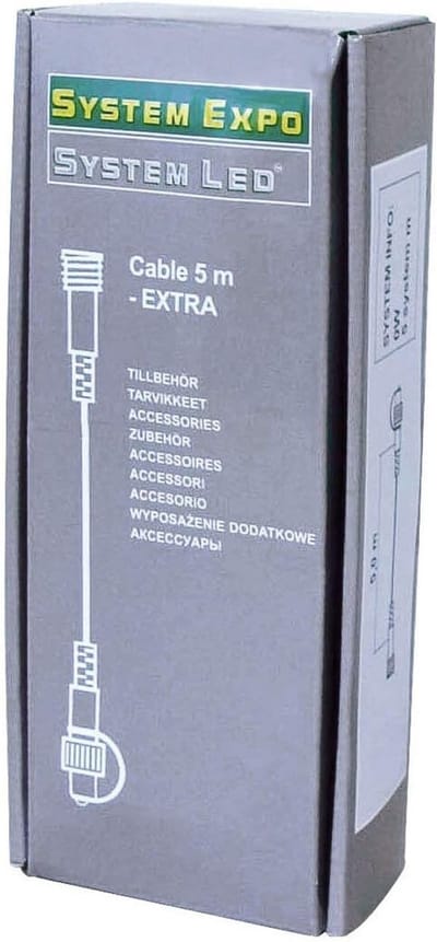 Verlengsnoer 5 meter voor Buitenverlichting en LED Systemen, Zwart, IP44