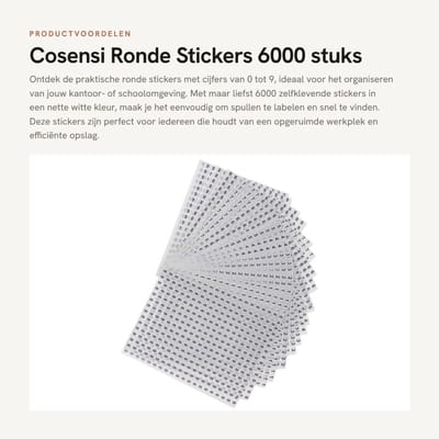 Dailygoods- Ronde Stickers 6000 Stuks - Zelfklevend - Cijfers 0-9 - Organiseren - Kantoor/School - Duurzaam Papier - Etiketten