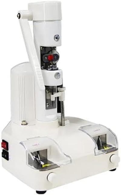 Dubbelzijdige Ponsmachine - Gatenmaker Slotmaker - Precisie Lens Bewerking - Verstelbare Groefbreedtes - 255mm x 230mm x 350mm - Wit