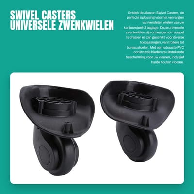 Dailygoods- Zwenkwielen Set van 2 - Zwenkwielen met Rem - Meubelwiel - Zwenkwielen voor Bureaustoel - Zwenkwielen voor Buiten - 360 Graden Rotatie - Rolwielen