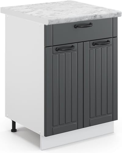 Vicco Fame-Line Keukenonderkast – 60 cm met lade, WB Marmer Antraciet landhuis