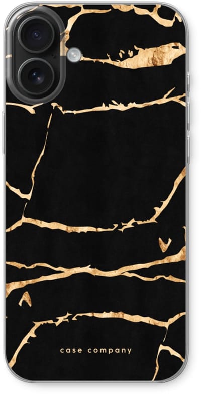 Case Company® - Hoesje geschikt voor iPhone 16 Plus hoesje - Gouden marmer - Soft Cover Telefoonhoesje - Bescherming aan alle Kanten en Schermrand