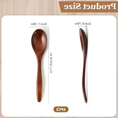 Set van 6 handgemaakte Japanse houten lepelsets - Retro honinglepels en mini lepel voor dagelijks gebruik, natuurlijk en duurzaam