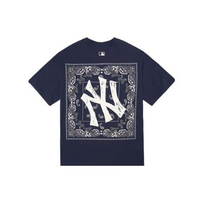 T-shirt Manches Courtes Imprimé Logo Fleur de Cajou Logo Arrière Taille New York Yankees Col Rond Dopamine Unisexe T-shirts Bleu Foncé 3ATS52023-50NYD XS blue