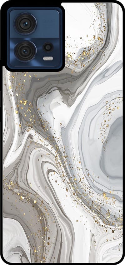 Smartphonica Telefoonhoesje Geschikt voor Motorola Edge 30 Fushion / Moto S30 Pro met marmer opdruk - TPU backcover case marble design - Zilver geschikt voor Motorola Edge 30 Fushion;Motorola Moto S30 Pro