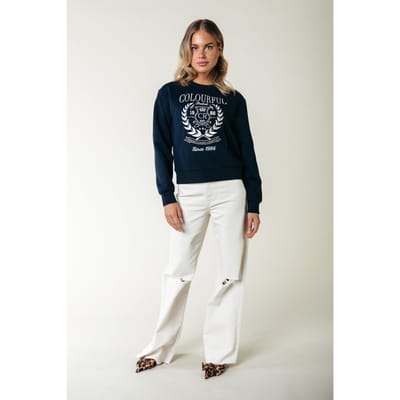 Colourful Rebel College 1986 Embro Relaxed Sweat Navy Size: M | Long-Sleeved Tops Outlet | Dames | Blauw