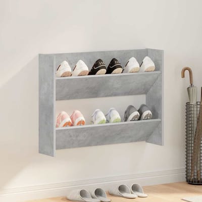 vidaXL - Wandschoenenkast - 80x18x60 - cm - bewerkt - hout - betongrijs