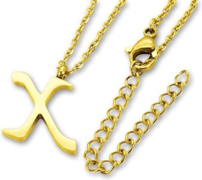 Amanto Ketting Letter X Goldcolor - 316L Staal PVD - Alfabet - 18x13mm - 50cm