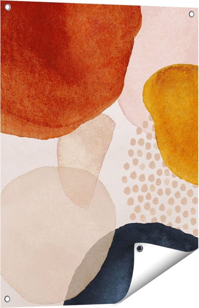 Gards Tuinposter Abstracte Kunst van Cirkels - 60x80 cm - Tuindoek - Tuindecoratie - Wanddecoratie buiten - Tuinschilderij