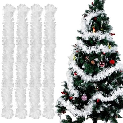Allecto - Kerstslinger - Decoratie - 4 stuks - Wit - Metallic - 2