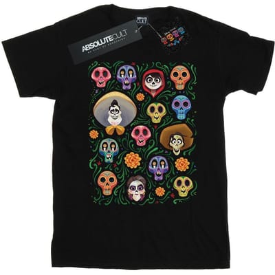 Disney Meisjes Coco Hoofden Patroon Katoenen T-Shirt (Zwart)