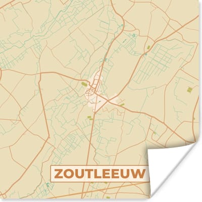 Poster Zoutleeuw - België - Plattegrond - Stadskaart - Kaart - 100x100 cm XXL
