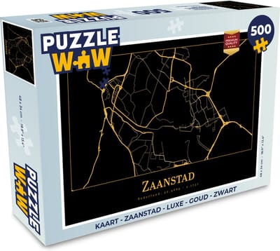 Puzzel Kaart - Zaanstad - Luxe - Goud - Zwart - Legpuzzel - Puzzel 500 stukjes