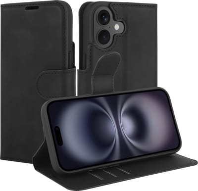 Just in Case hoesje geschikt voor iPhone 17 Hoesje met Pasjeshouder - Premium Bookcase - Zwart