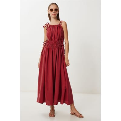 Halternek Midi Jurk met Strikdetail