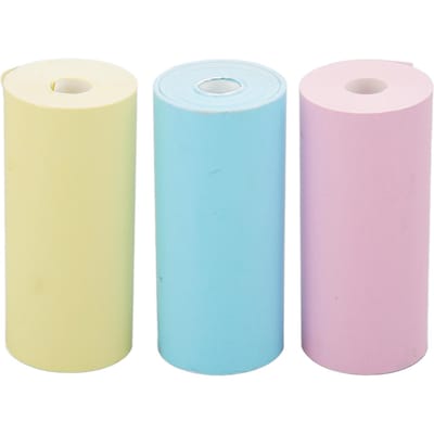 12 Rouleaux Papier d'Impression Mini Coloré Polyvalent DIY Mini Rouleau de Papier Thermique pour Imprimante 57x25mm white