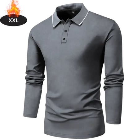 Livano Poloshirt Heren - T-Shirt Heren - Shirt - Overhemd - Polo Shirt Lange Mouwen - Grijs - XXL