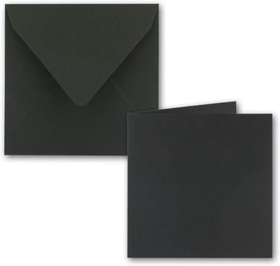 Vouwkaartenset Kraftpapier - Dubbele kaarten enveloppen - Wenskaarten versturen - Gerecycled papier - 15 x 15 cm - Zwart